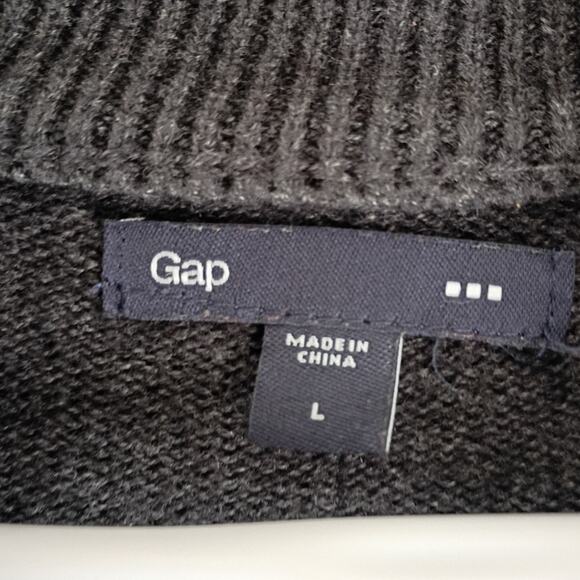 GAP Mens Gray Full Zip Bomber Sweater L Ribbed Collar Utility Pockets Gorpcore - Picture 7 of 9